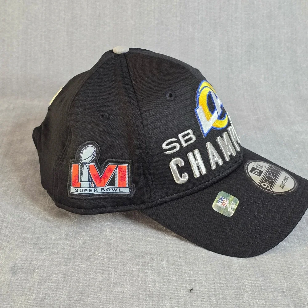 New Era 9FORTY Hat Mens‎ OSFA Black LA Rams Super Bowl LVI Champions Adjustable